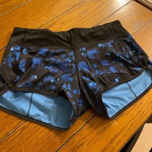 Lululemon Fitness Workout Shorts Size 6 Small Medium Blue Black